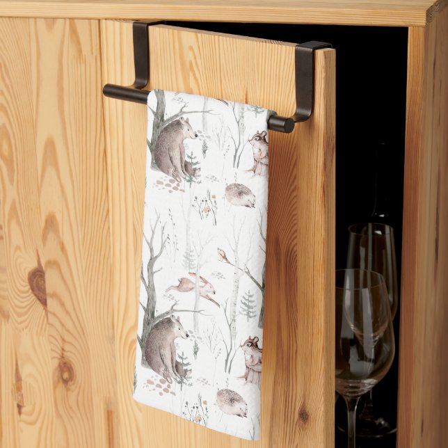 Linge De Cuisine Aquarelle Animaux forestiers (Pliage en tiers)