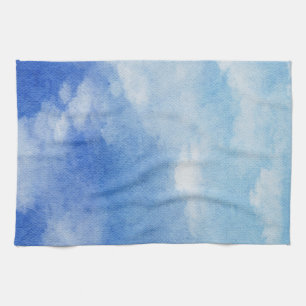 Linge De Cuisine Aquarelle bleu & blanc sur mesure