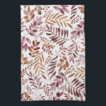 Linge De Cuisine Aquarelle Bourgogne Russe Feuille<br><div class="desc">aquarelle peinte coloré botanique feuille motif</div>