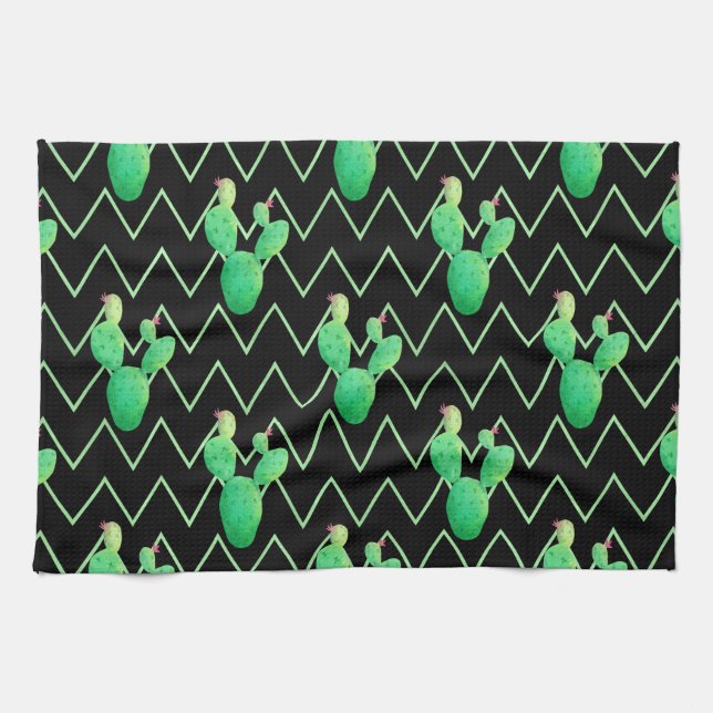 Linge De Cuisine Aquarelle Cactus (Horizontal)
