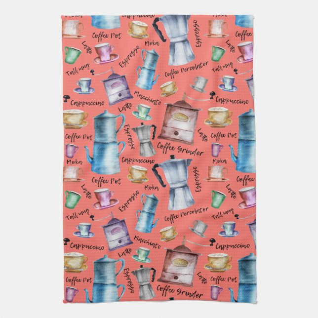 Linge De Cuisine Aquarelle café espresso tasses, tasses de tasses m (Vertical)