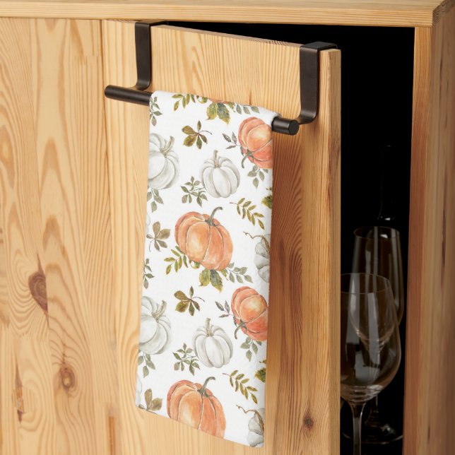Linge De Cuisine Aquarelle Chute citrouilles, ferme (Pliage en tiers)