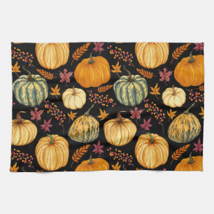 Linge De Cuisine Aquarelle Citrouilles : Automne Motif sans couture