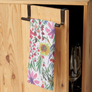 Linge De Cuisine Aquarelle colorée Jardin botanique floral