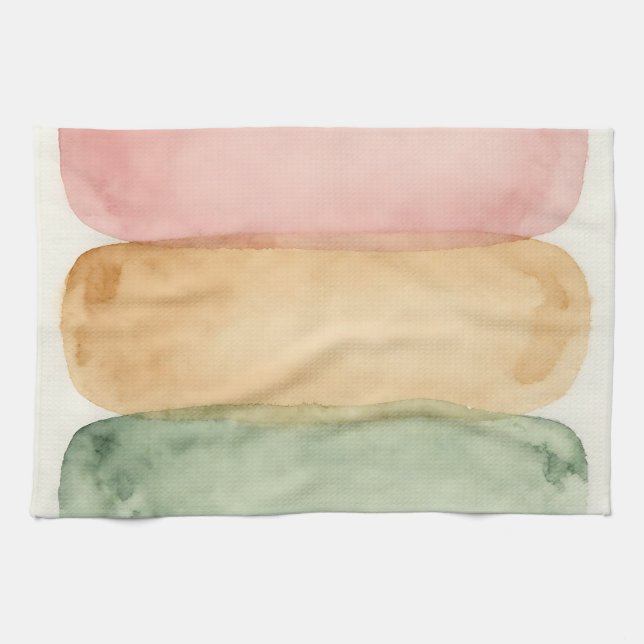 Linge De Cuisine Aquarelle Couches de blocs de couleur pastel (Horizontal)