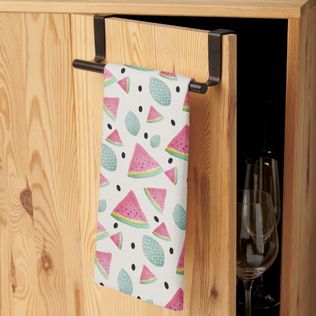 Linge De Cuisine Aquarelle Cute Watermelon Peint à la main (Pliage en tiers)