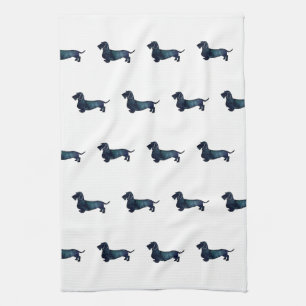 Linge De Cuisine Aquarelle Dachshund Rough Revêtue