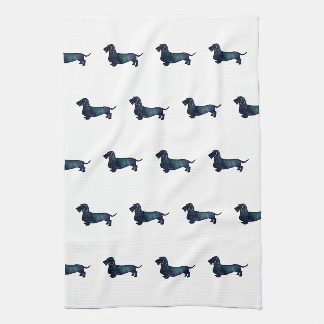 Linge De Cuisine Aquarelle Dachshund Rough Revêtue (Vertical)