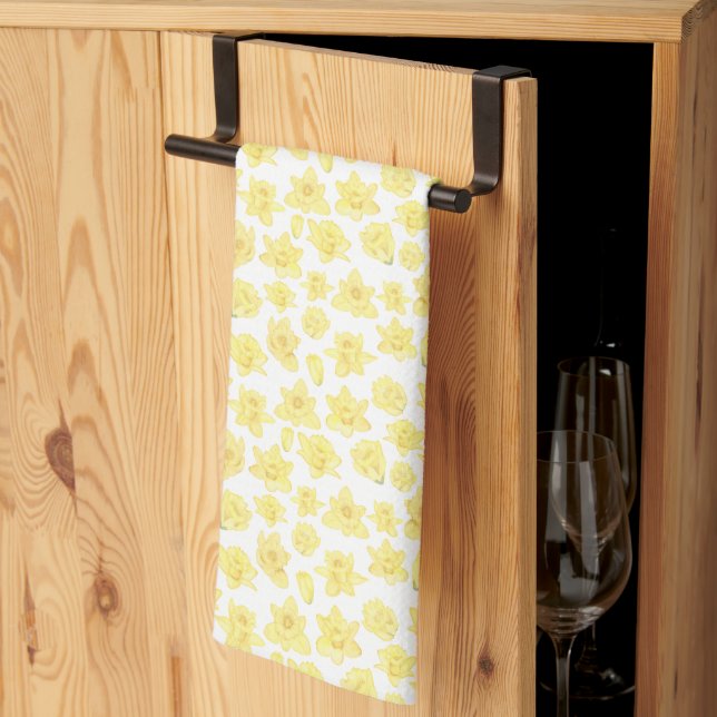 Linge De Cuisine Aquarelle Daffodil Ditzy Floral (Pliage en tiers)