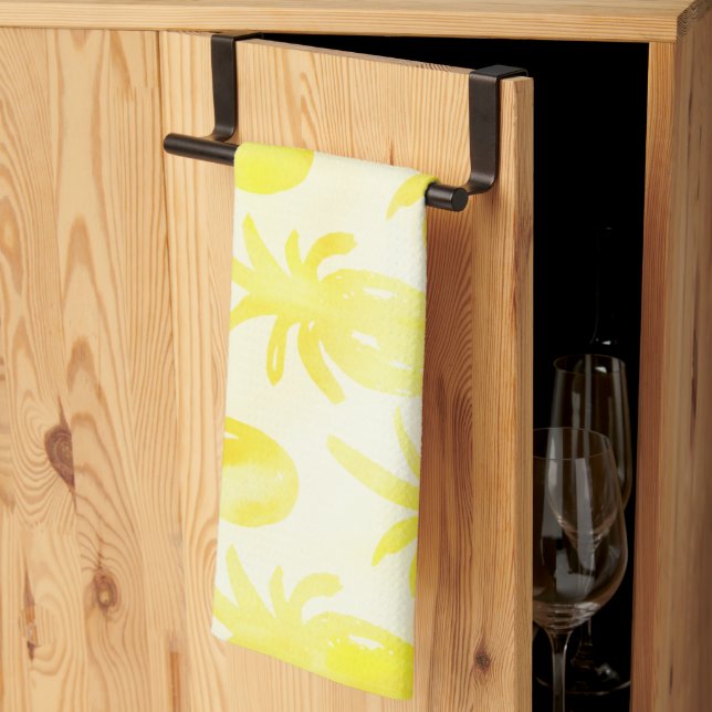 Linge De Cuisine Aquarelle d'ananas jaune (Pliage en tiers)
