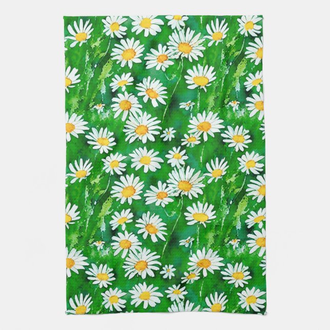 Linge De Cuisine Aquarelle dans un champ vert (Vertical)