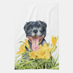 Linge De Cuisine Aquarelle de chien de Terrier de pitbull