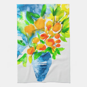 Linge De Cuisine Aquarelle de fruits d'art kumquat orange