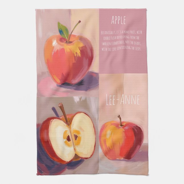 Linge De Cuisine Aquarelle de pommes sur fond texturé (Vertical)