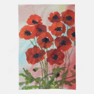 Linge De Cuisine Aquarelle de Poppies