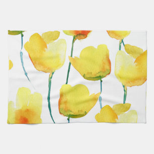Linge De Cuisine Aquarelle de tulipes colorées : Illustration trans