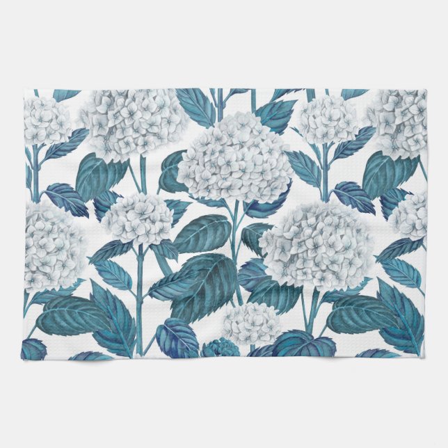 Linge De Cuisine Aquarelle d'hydrangée blanche (Horizontal)