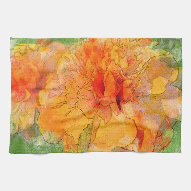Linge De Cuisine Aquarelle dorée Marigold (Horizontal)