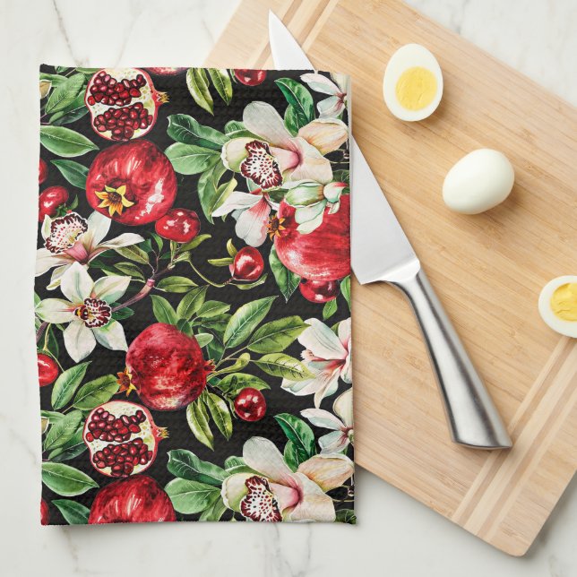 Linge De Cuisine Aquarelle esquissée détail élégant motif de da (Quart Plié)