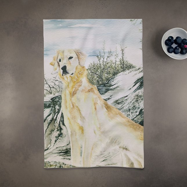 Linge De Cuisine Aquarelle Fière Golden Retriever Chien (Créateur téléchargé)