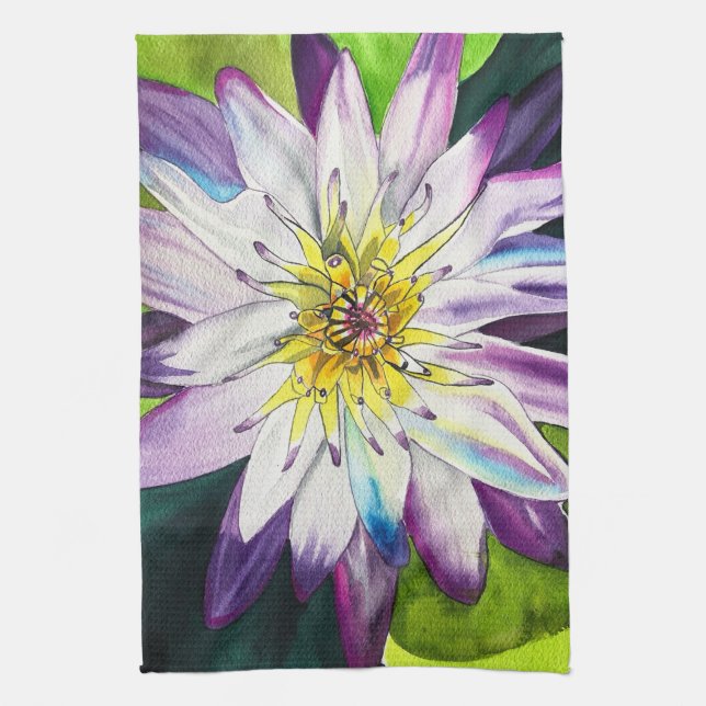 Linge De Cuisine Aquarelle fine art nénuphar (Vertical)