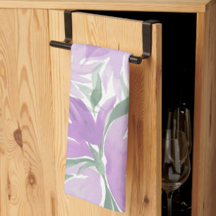 Linge De Cuisine Aquarelle Fleurie Élégante Lavande Violette