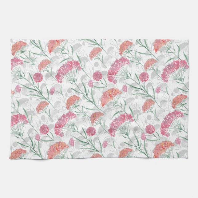 Linge De Cuisine Aquarelle, fleurs (Horizontal)