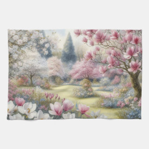 Linge De Cuisine Aquarelle florale aux couleurs pastel douces
