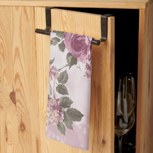 Linge De Cuisine Aquarelle florale rose rose vintage