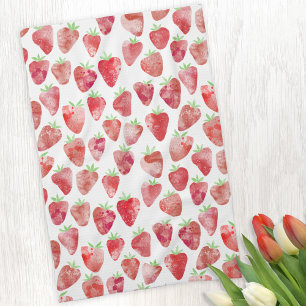 Linge De Cuisine Aquarelle fraise