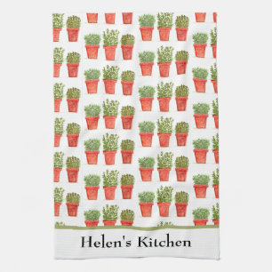 Linge De Cuisine Aquarelle Herbes Thyme Rosemary Oregano Plantes