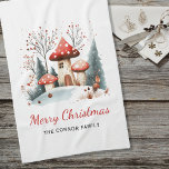 Linge De Cuisine Aquarelle Hiver Bois Joyeux Noël Famille<br><div class="desc">Pour votre décor de cuisine familiale pendant la période festive. Ajoutez un décor festif à votre cuisine avec une serviette de cuisine en bois couleur aquarelle de Noël. Personnalisez avec votre propre choix de texte sous le design principal.</div>