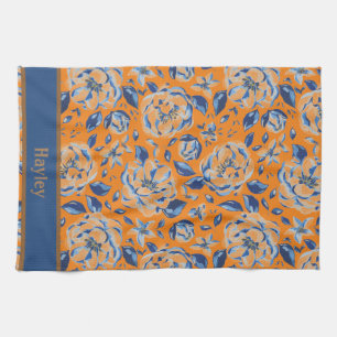 Linge De Cuisine Aquarelle moderne Pastel Blue Flowers Nom du Motif