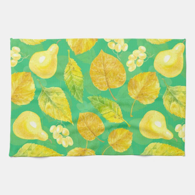 Linge De Cuisine Aquarelle motif d'automne (Horizontal)