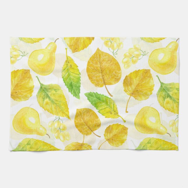 Linge De Cuisine Aquarelle motif d'automne (Horizontal)