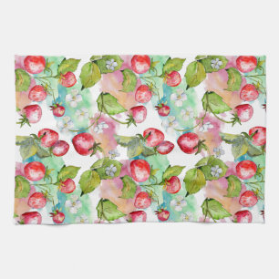 Linge De Cuisine Aquarelle Motif de fraises d'été