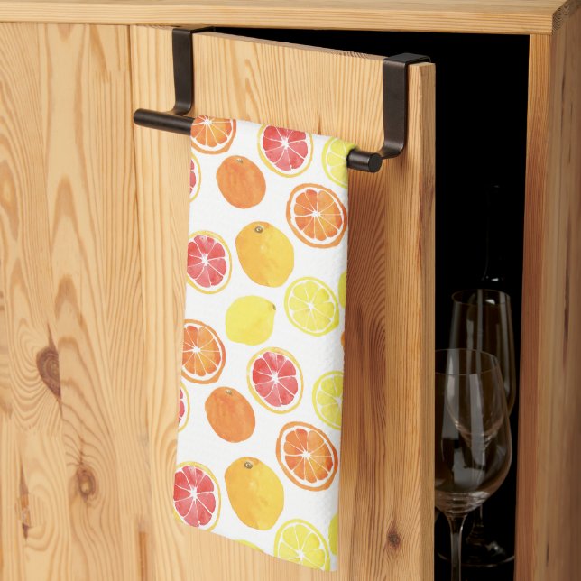 Linge De Cuisine Aquarelle Motif de fruits d'agrumes (Pliage en tiers)