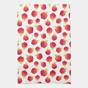 Linge De Cuisine Aquarelle Motif de pomme rouge