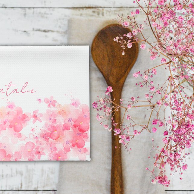 Linge De Cuisine Aquarelle nom floral blanc (Créateur téléchargé)
