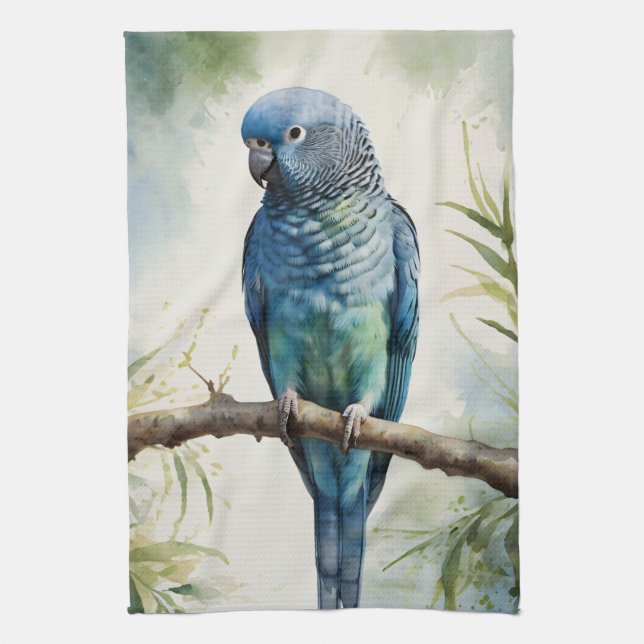 Linge De Cuisine Aquarelle Parakee bleu Eucalyptus Tree (Vertical)