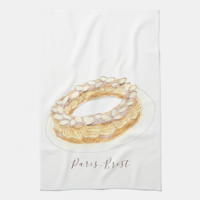 Linge De Cuisine Aquarelle Paris-Brest (Vertical)