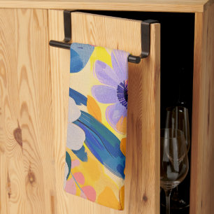 Linge De Cuisine Aquarelle Pastel Fleurs Peintes