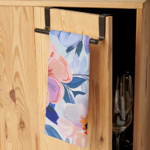 Linge De Cuisine Aquarelle Pastel Fleurs Peintes
