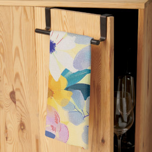 Linge De Cuisine Aquarelle Pastel Fleurs Peintes