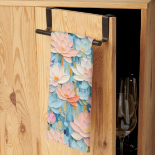 Linge De Cuisine Aquarelle Pastel Fleurs Peintes