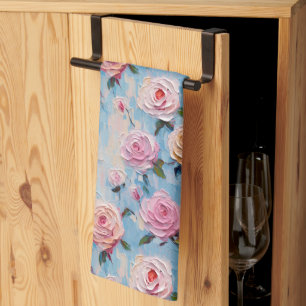 Linge De Cuisine Aquarelle Pastel Fleurs Peintes
