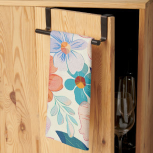 Linge De Cuisine Aquarelle Pastel Fleurs Peintes