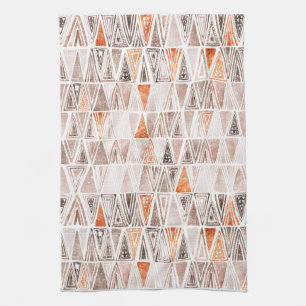 Linge De Cuisine Aquarelle Pastel Terracotta Triangles Tribales