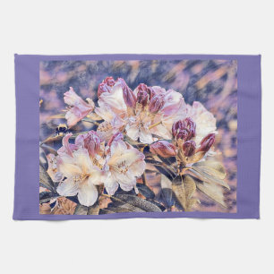 Linge De Cuisine Aquarelle peinte d'une fleur d'azée violette