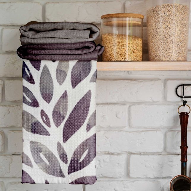Linge De Cuisine Aquarelle pétales floraux - violet et gris (Créateur téléchargé)